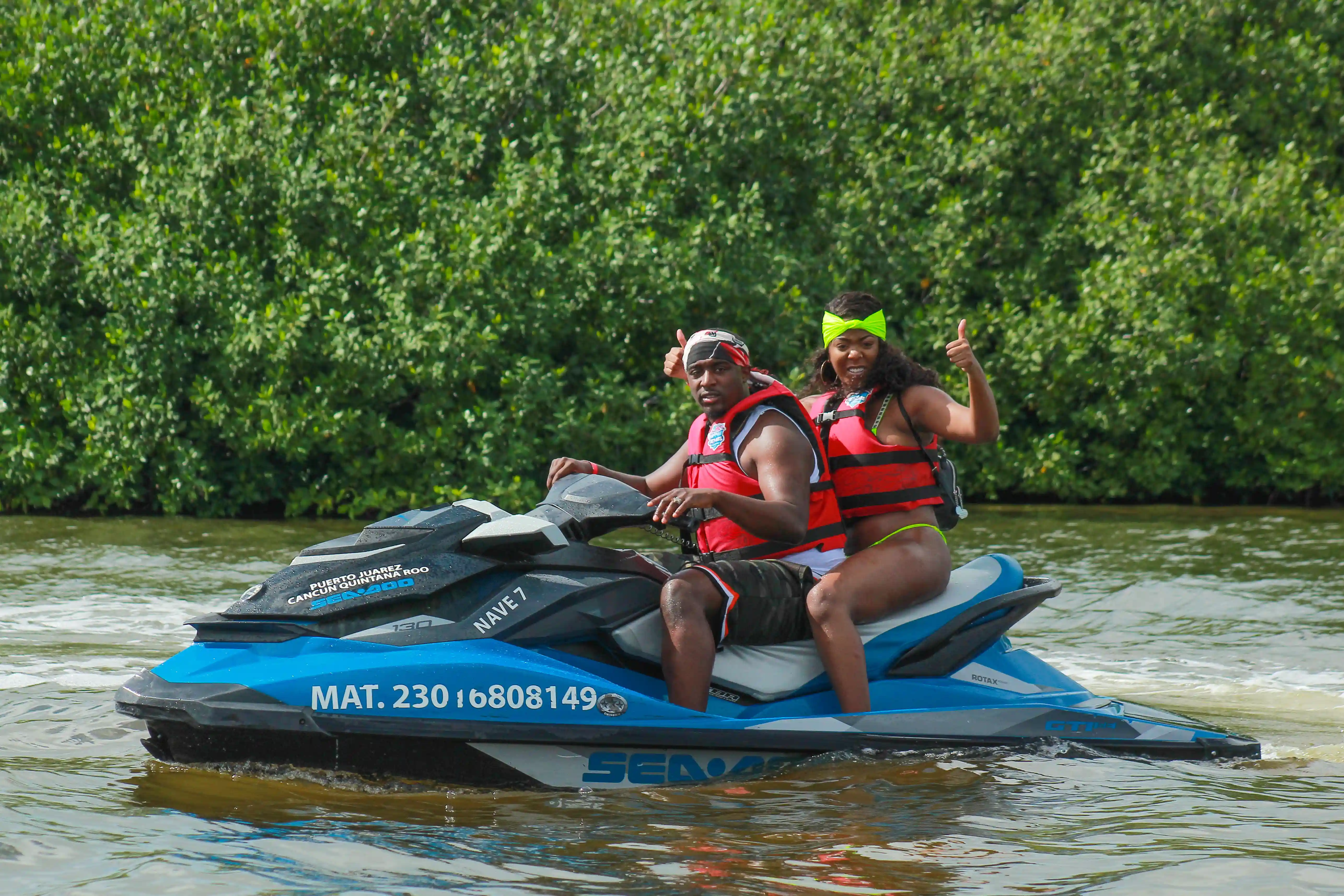 Nicec couple having fun in jetski