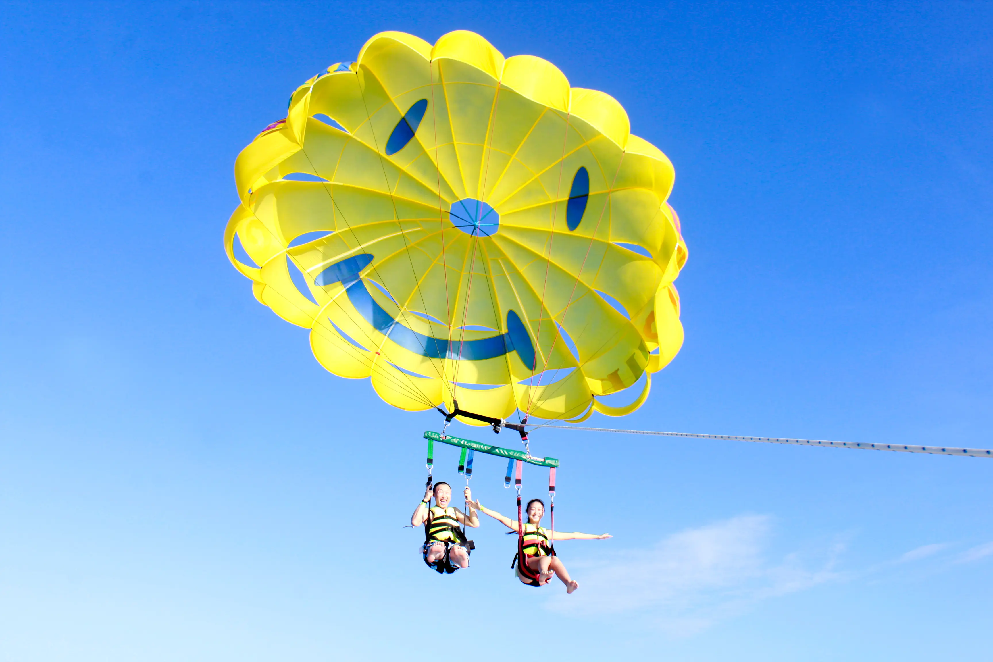 Two friends in parasail